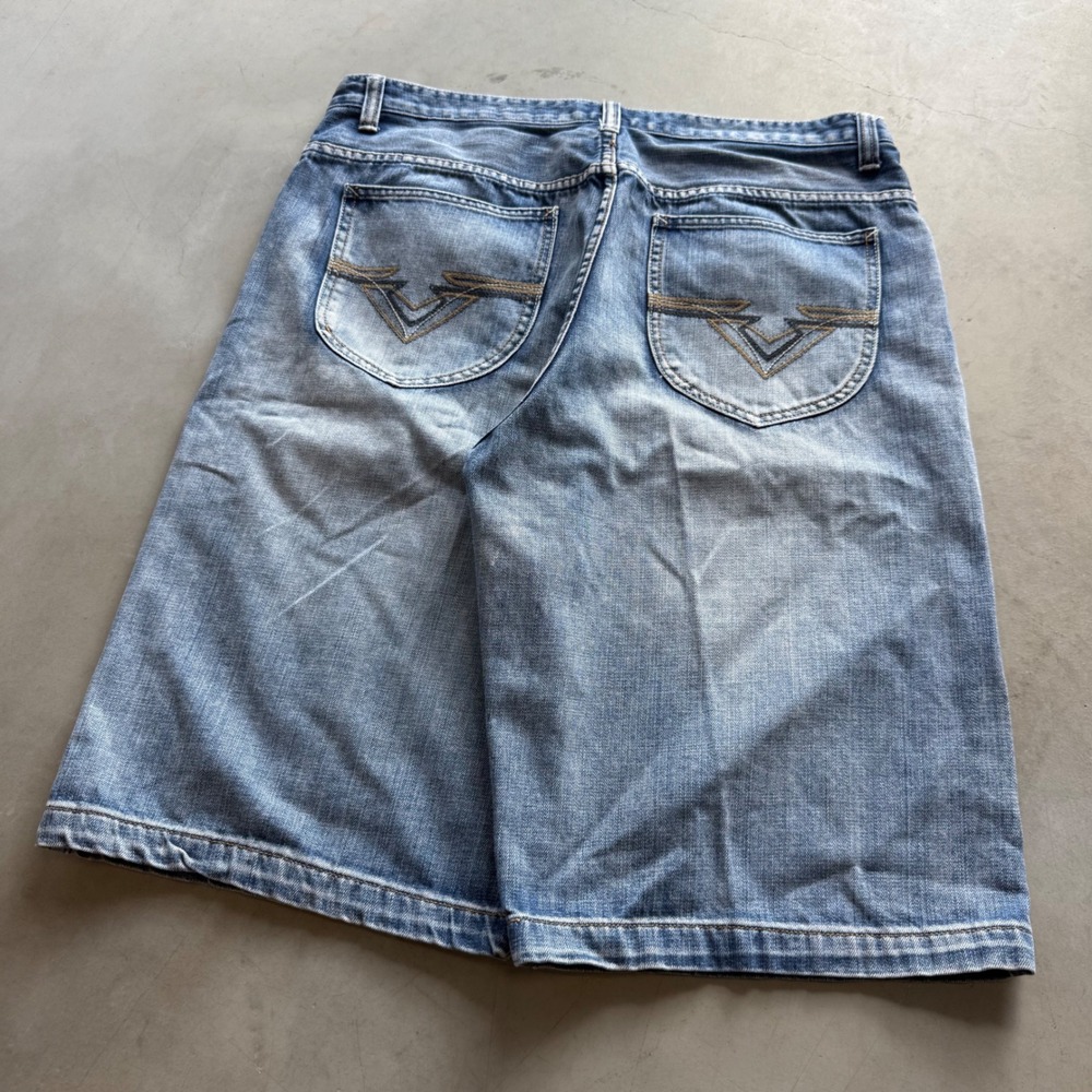 Vintage y2k Baggy Route 66 Embroidered‎ Jean Shorts